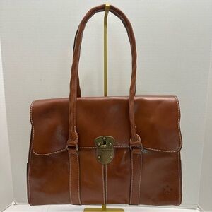 Vienna Satchel by Patricia Nash – Tan Brown Leather Tote & Shoulder Bag